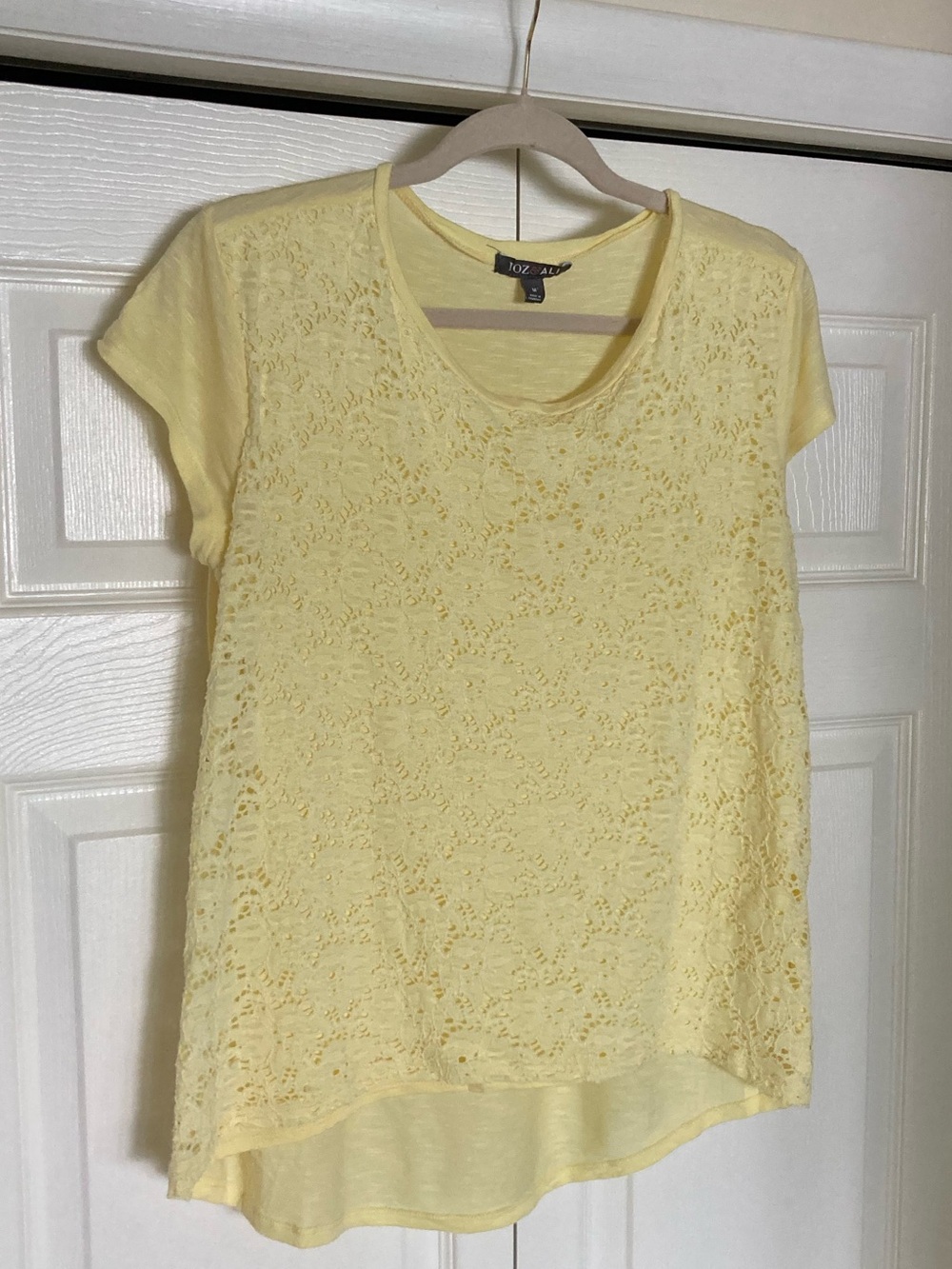 Yellow crocheted Front lined  Short Sleeve Tee